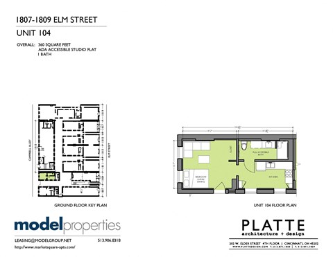 Floor plan for studio, 1 bath, 360 sqft